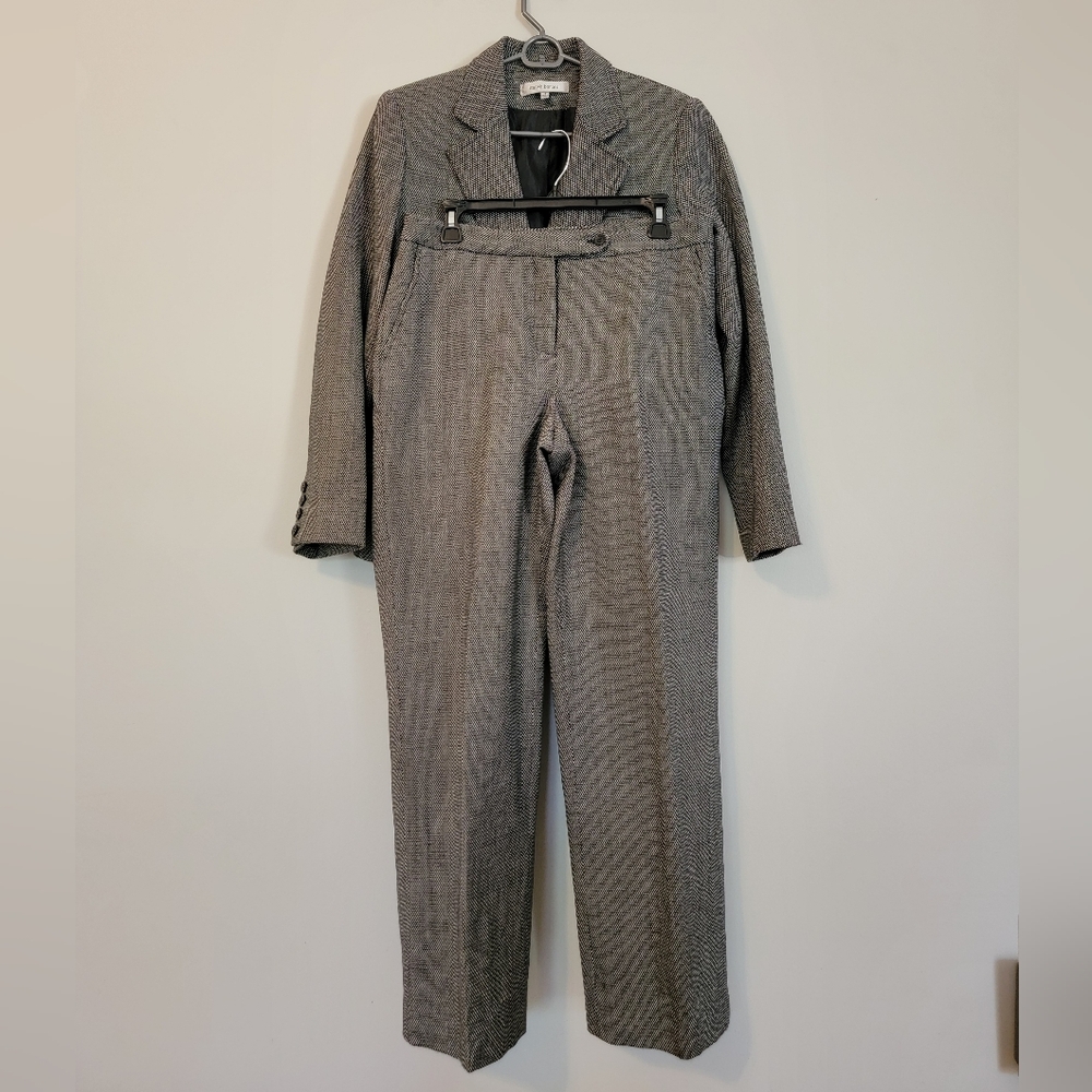 Harve Benard Grey Suit Set Blazer Pants - Women
